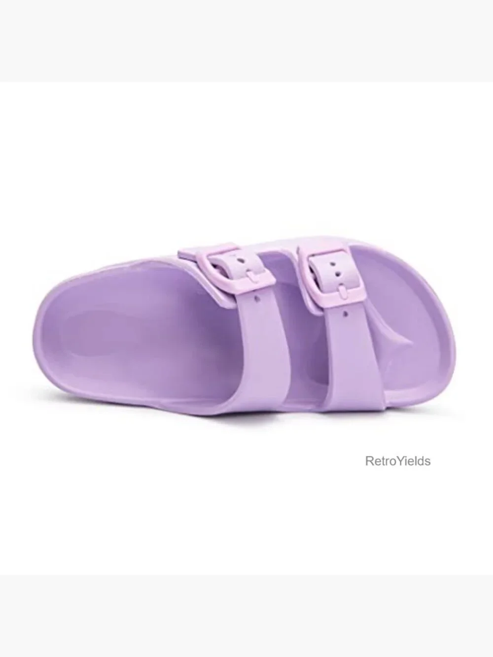 Unisex-Child Slides Double Buckle Adjustable EVA Flat Sandals